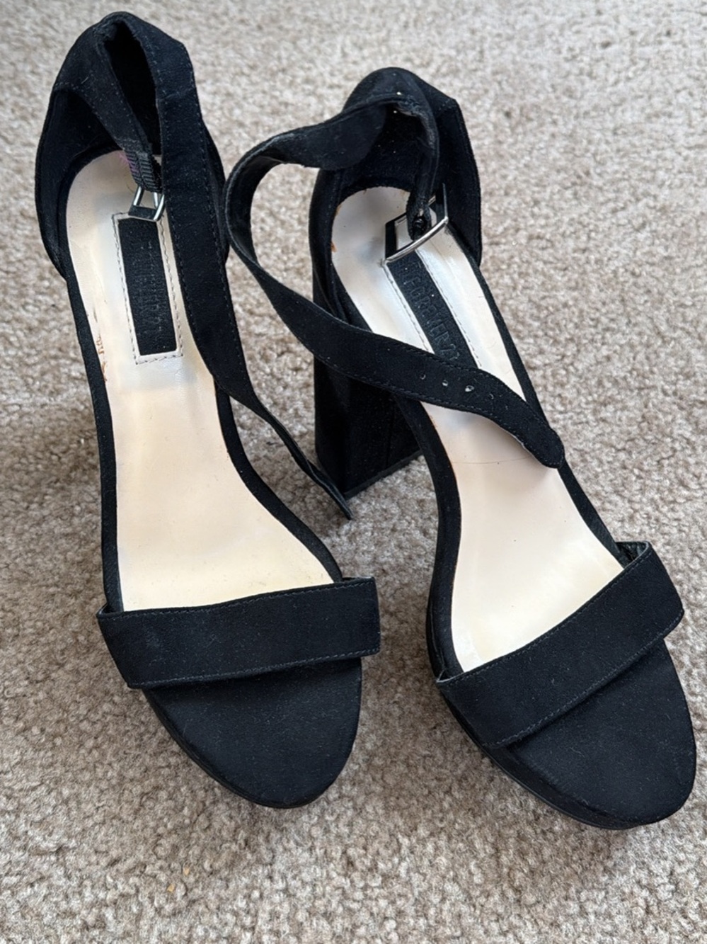 Women’s Black Suede Block Heel Sandals